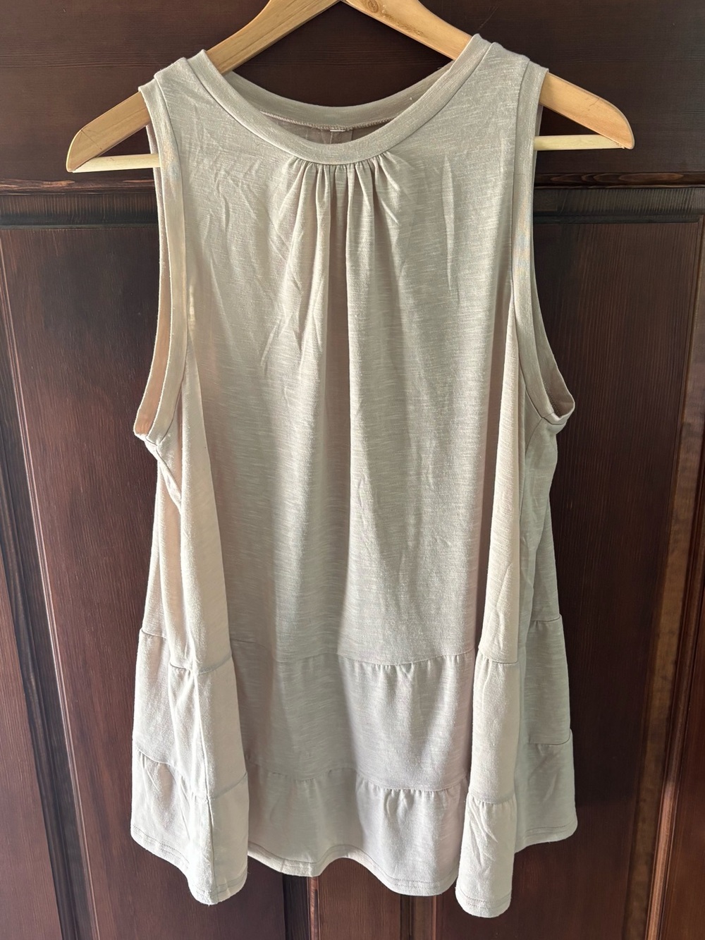 Light Beige Sleeveless Swing Top - Brand Unspecified